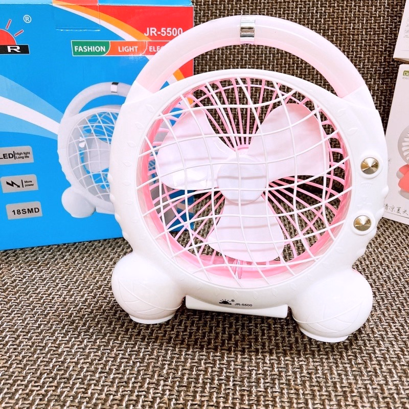 Quạt Sạc Tích Điện Có Đèn Mini - Su - Ảnh 3