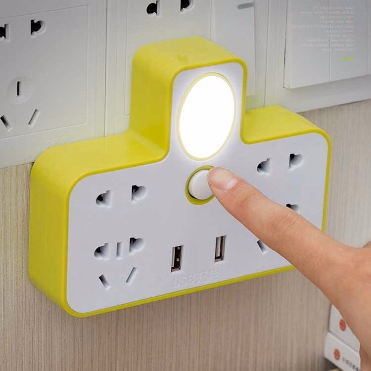 Ổ Cắm Điện Kiêm Đèn Ngủ 2 Cổng Usb - Silver - Ảnh 2