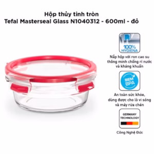 Hộp Thủy Tinh Tròn 2 Ngăn Tefal Masterseal Glass 550Ml Màu Đỏ - N1040212-Sht House