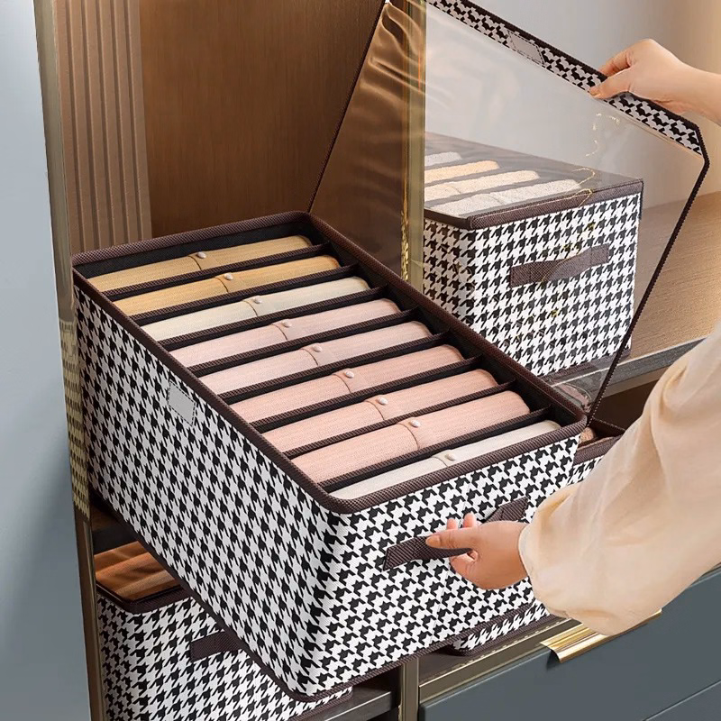 Hộp Đựng Quần Áo Chia Ngăn Khung Cứng 7 Ngăn, Có Nắp Đậy Ctb581 – Bechip - Ảnh 6