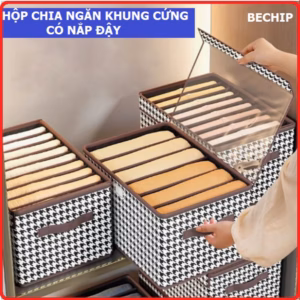 Hộp Đựng Quần Áo Chia Ngăn Khung Cứng 7 Ngăn, Có Nắp Đậy Ctb581 – Bechip