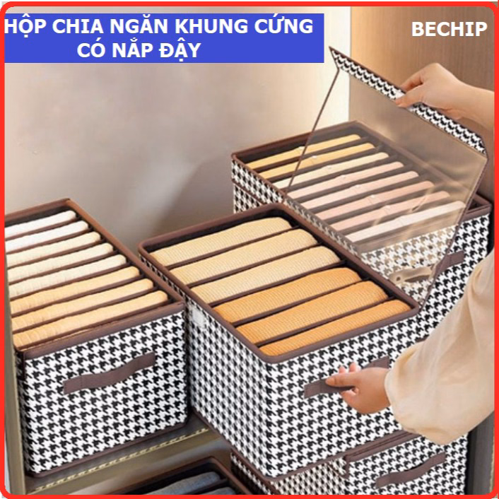Hộp Đựng Quần Áo Chia Ngăn Khung Cứng 7 Ngăn, Có Nắp Đậy Ctb581 – Bechip