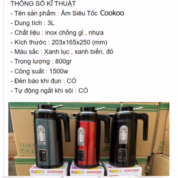 Ấm Siêu Tốc Kiêm Phích Nước Giữ Nhiệt Cao Cấp Cuckoo St21 Ctb155 - Bechip - Ảnh 8