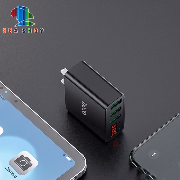 Củ Sạc C15 - Chính Hãng Hoco - Cho Smartphone -Thiết Kế 3 Cổng Usb, Đèn Báo Thông Số, Công Nghệ Sạc Nhanh Qc3.0 - Seashop - Ảnh 4