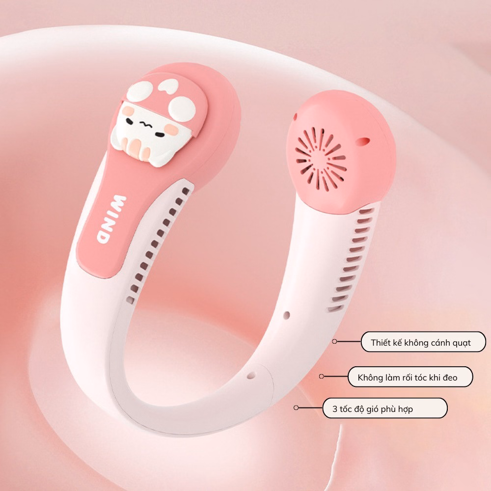 Quạt Đeo Cổ Mini Không Cánh Hình Thú - Su - Ảnh 5