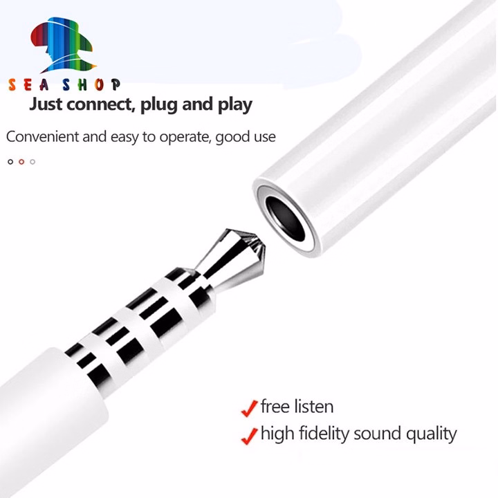 Cáp Otg Chuyển Đổi Từ Chân Typec, Lingning Sang Tai Nghe -Chất Lượng Đỉnh Cao, Chia 2 Đường Tiếng Left - Right -Seashop - Ảnh 3