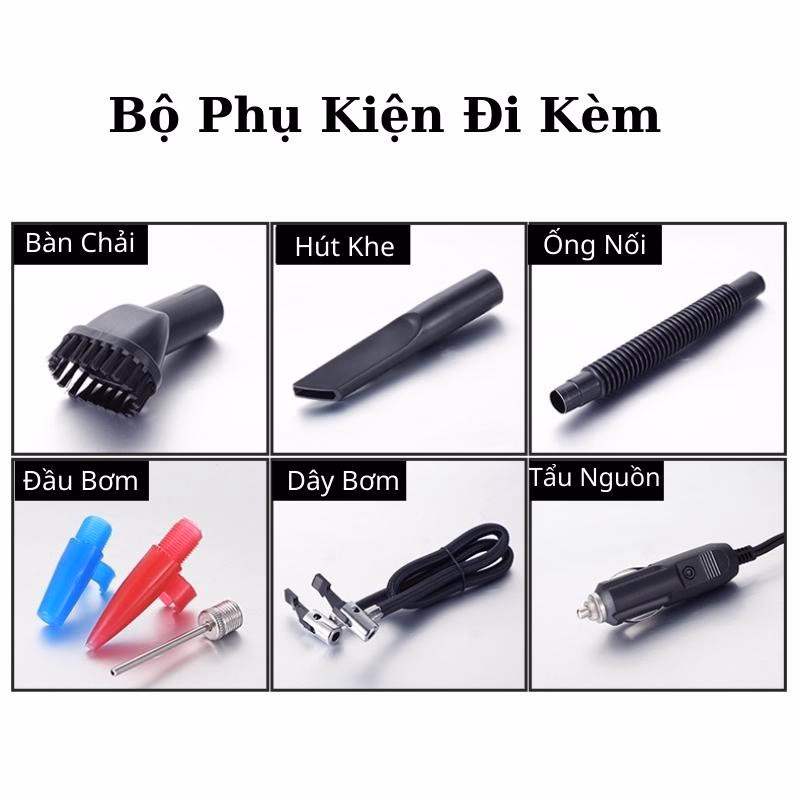 Máy Hút Bụi Kiêm Bơm Lốp Chuyên Dụng Ô Tô 4 In 1 Đồng Hồ Cơ Gd017 - Lady'S Passion - Ảnh 2