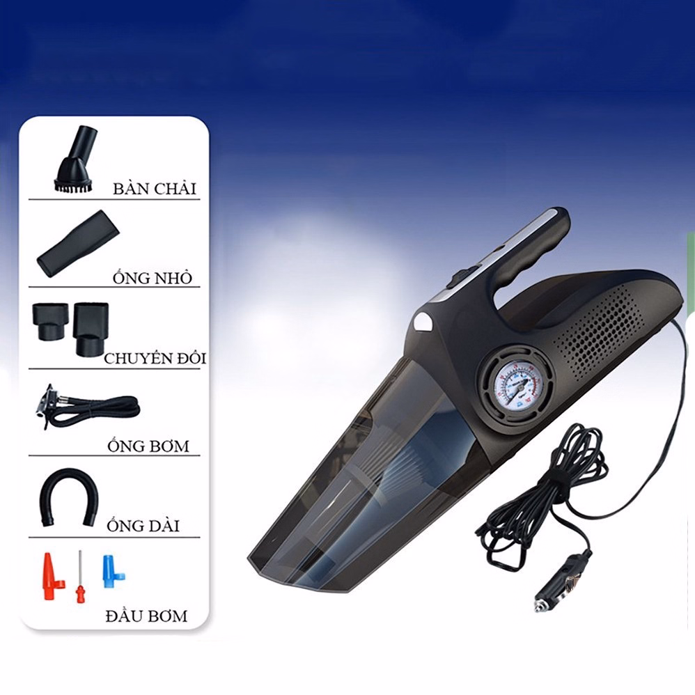 Máy Hút Bụi Kiêm Bơm Lốp Chuyên Dụng Ô Tô 4 In 1 Đồng Hồ Cơ Gd017 - Lady'S Passion - Ảnh 9