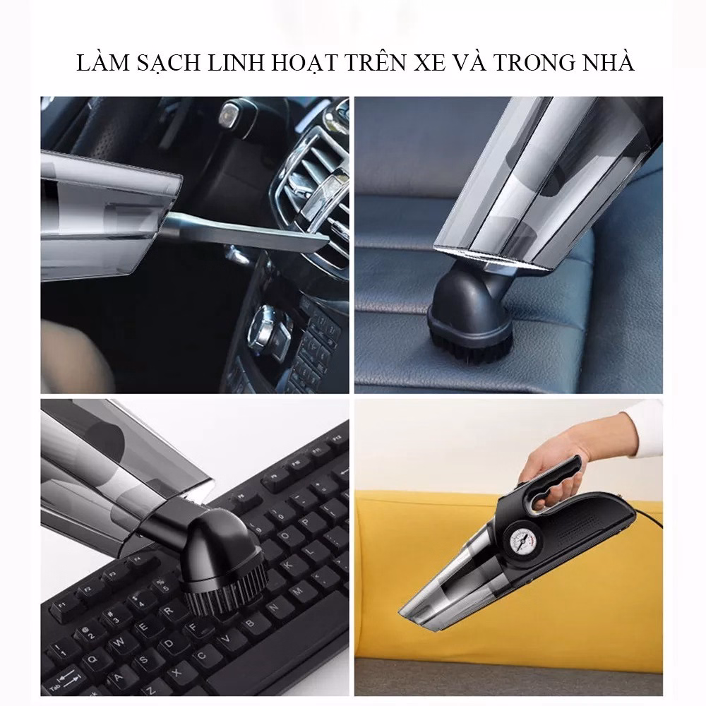 Máy Hút Bụi Kiêm Bơm Lốp Chuyên Dụng Ô Tô 4 In 1 Đồng Hồ Cơ Gd017 - Lady'S Passion - Ảnh 10