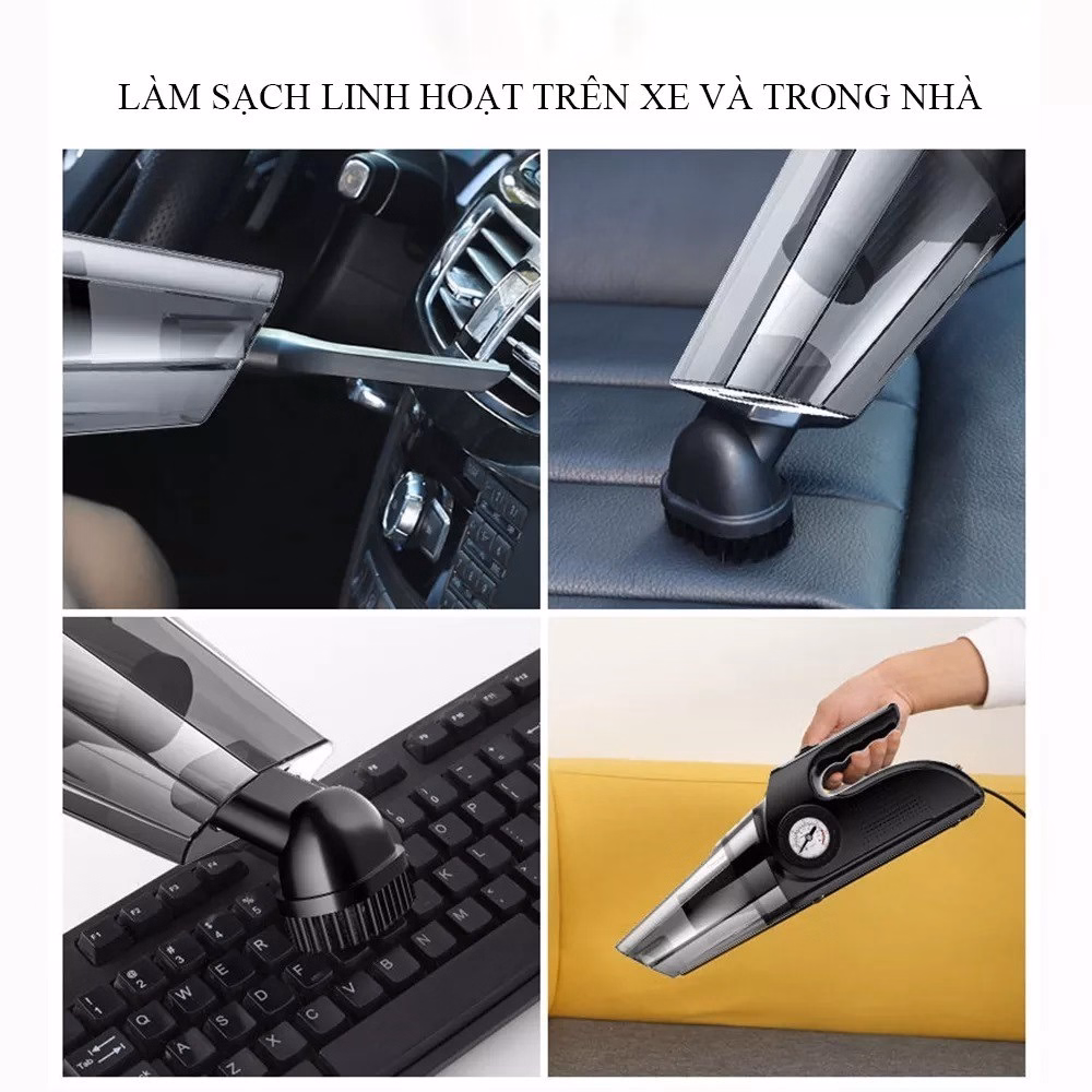 Máy Hút Bụi Kiêm Bơm Lốp Chuyên Dụng Ô Tô 4 In 1 Đồng Hồ Cơ Gd017 - Lady'S Passion - Ảnh 5