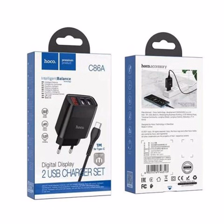 Bộ Sạc C86 - Hoco - Cho Smartphone -Thiết Kế 2 Cổng Usb-Đèn Báo Thông Số-Công Nghệ Sạc Nhanh Qc3.0-Seashop - Ảnh 7