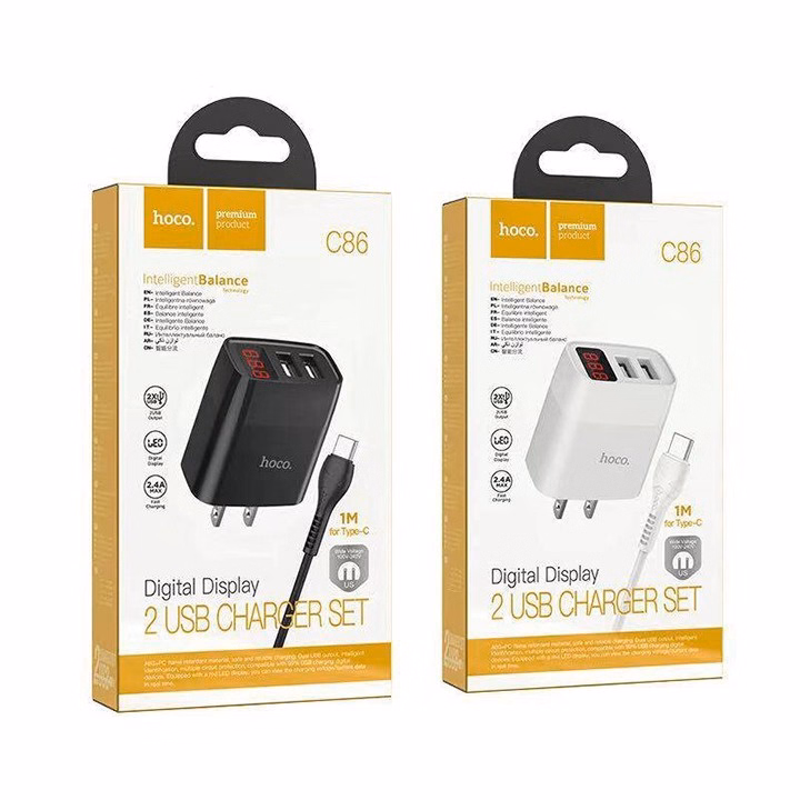 Bộ Sạc C86 - Hoco - Cho Smartphone -Thiết Kế 2 Cổng Usb-Đèn Báo Thông Số-Công Nghệ Sạc Nhanh Qc3.0-Seashop - Ảnh 6