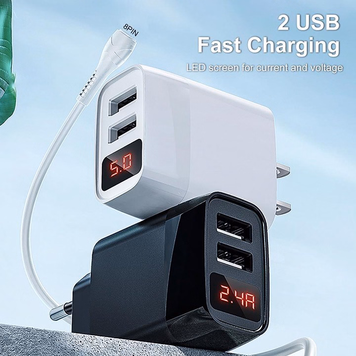 Bộ Sạc C86 - Hoco - Cho Smartphone -Thiết Kế 2 Cổng Usb-Đèn Báo Thông Số-Công Nghệ Sạc Nhanh Qc3.0-Seashop - Ảnh 3