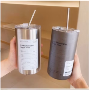Cốc Uống Nước Iced Americano Inox 304, Có Ống Hút Ly Uống Coffee 600Ml, Bình Đựng Nước Giữ Nhiệt Inox 304 Gd020 - Lady'S Passion