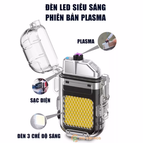 Bật Lửa Điện Plasma Cao Cấp 4In1 Kiêm Đèn Đèn Pin Mini Cob Đa Năng, Chống Nước Ip56, Cổng Sạc Type C Tiện Lợi Gd023 - Lady'S Passion - Ảnh 14
