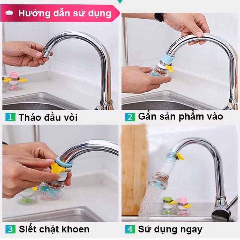 Đầu Vòi Lọc Nước Rửa Bát Tăng Áp Xoay 360 Độ - Gdn - Ảnh 4