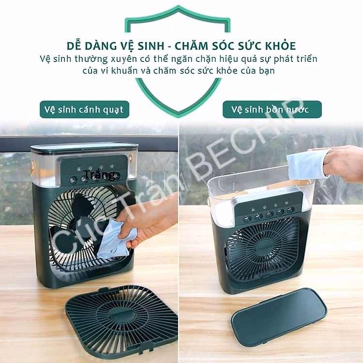 Quạt Điều Hòa Phun Sương, Quạt Điều Hòa Hơi Nước Để Bàn Kèm Đèn Led 7 Màu Ctb196 - Bechip - Ảnh 3