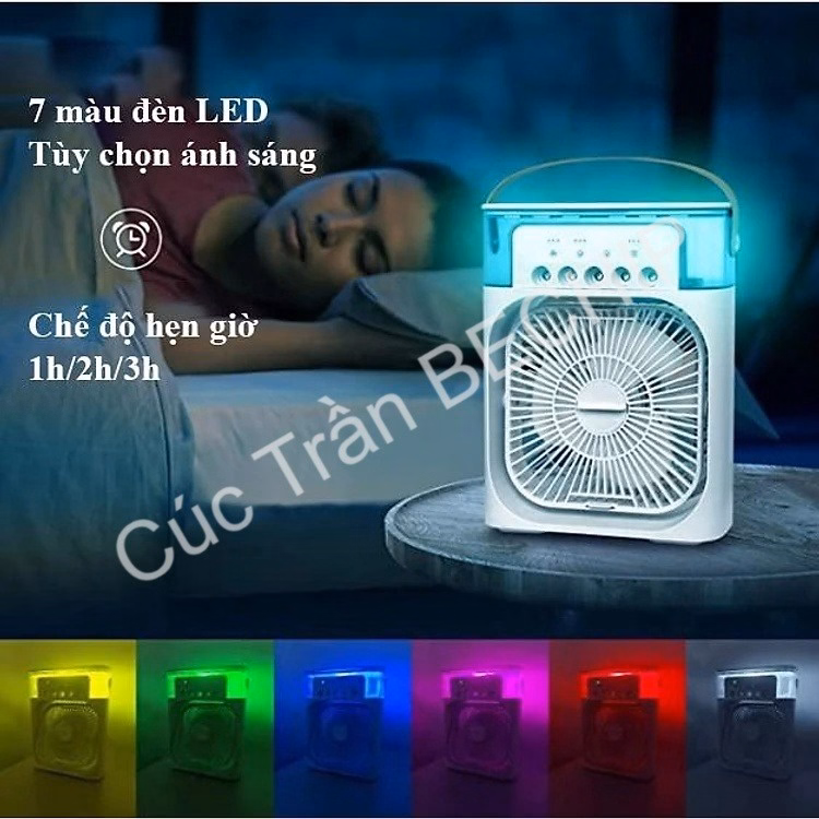 Quạt Điều Hòa Phun Sương, Quạt Điều Hòa Hơi Nước Để Bàn Kèm Đèn Led 7 Màu Ctb196 - Bechip - Ảnh 8