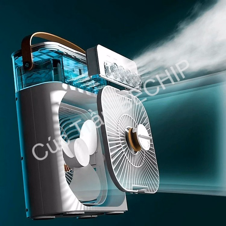 Quạt Điều Hòa Phun Sương, Quạt Điều Hòa Hơi Nước Để Bàn Kèm Đèn Led 7 Màu Ctb196 - Bechip - Ảnh 9