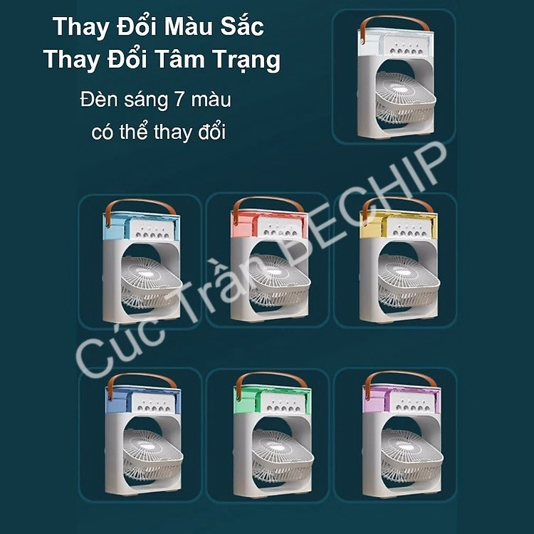 Quạt Điều Hòa Phun Sương, Quạt Điều Hòa Hơi Nước Để Bàn Kèm Đèn Led 7 Màu Ctb196 - Bechip - Ảnh 11
