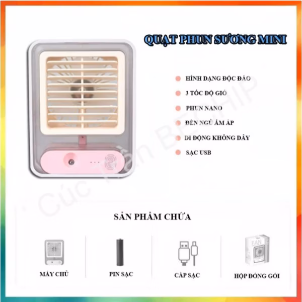 Quạt Tích Điện Phun Sương Mini Ctb173 – Bechip - Ảnh 16