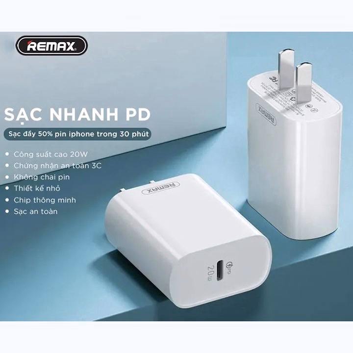 Bộ Củ Sạc Và Dây Sạc Nhanh 20W - Remax, Cho Smartphone, Hỗ Trợ Công Nghệ Sạc Nhanh - Seashop - Ảnh 2