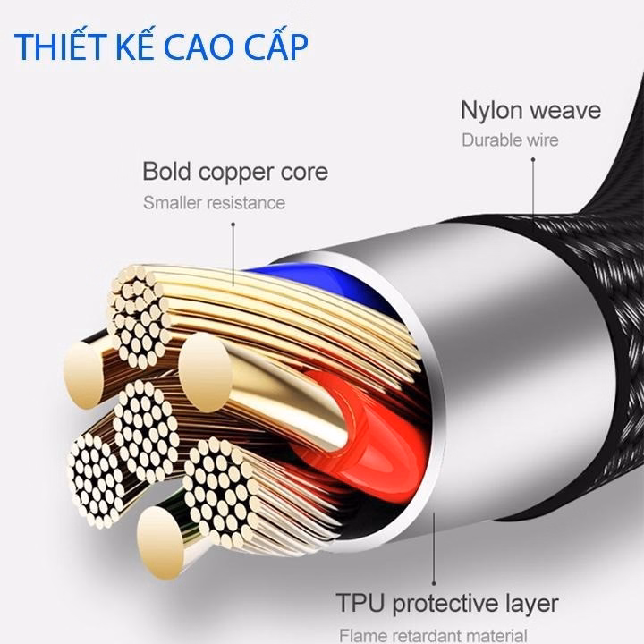 Cáp Sạc 3 Đầu Cắm Type-C, Lightning, Micro-Chính Hãng Hoco - Chất Lượng Cao, Sạc Nhanh-Cho Ios & Adroid - Seashop - Ảnh 2