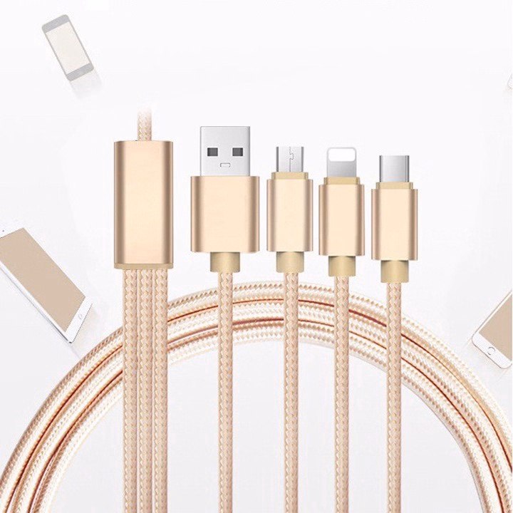 Cáp Sạc 3 Đầu Lightning - Typec - Micro Giúp Sạc Được Tất Cả Các Dòng Điện Thoại Sợi Dây Dù Siêu Bền, Chống Đứt - Seashop - Ảnh 3