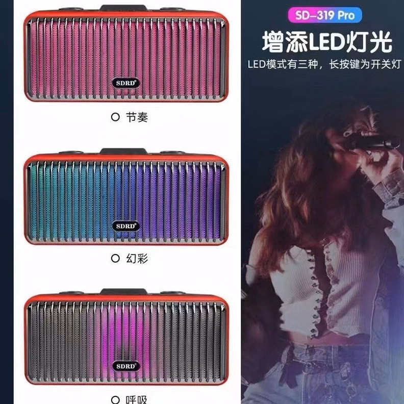 Hộp 1 Bộ - Loa Karaoke Sd319 Pro Sdrd Kèm 2 Micro Không Dây (Giao Màu Ngẫu Nhiên) - Ảnh 3