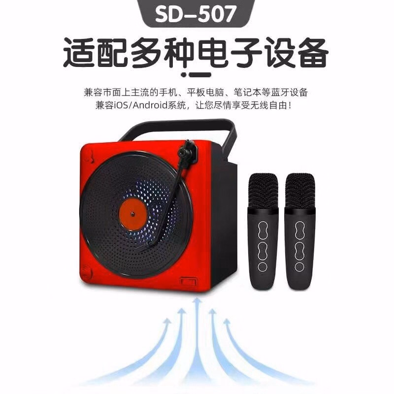 Hộp 1 Bộ - Loa Karaoke Sd507 Sdrd Kèm 2 Mic Không Dây (Giao Màu Ngẫu Nhiên)