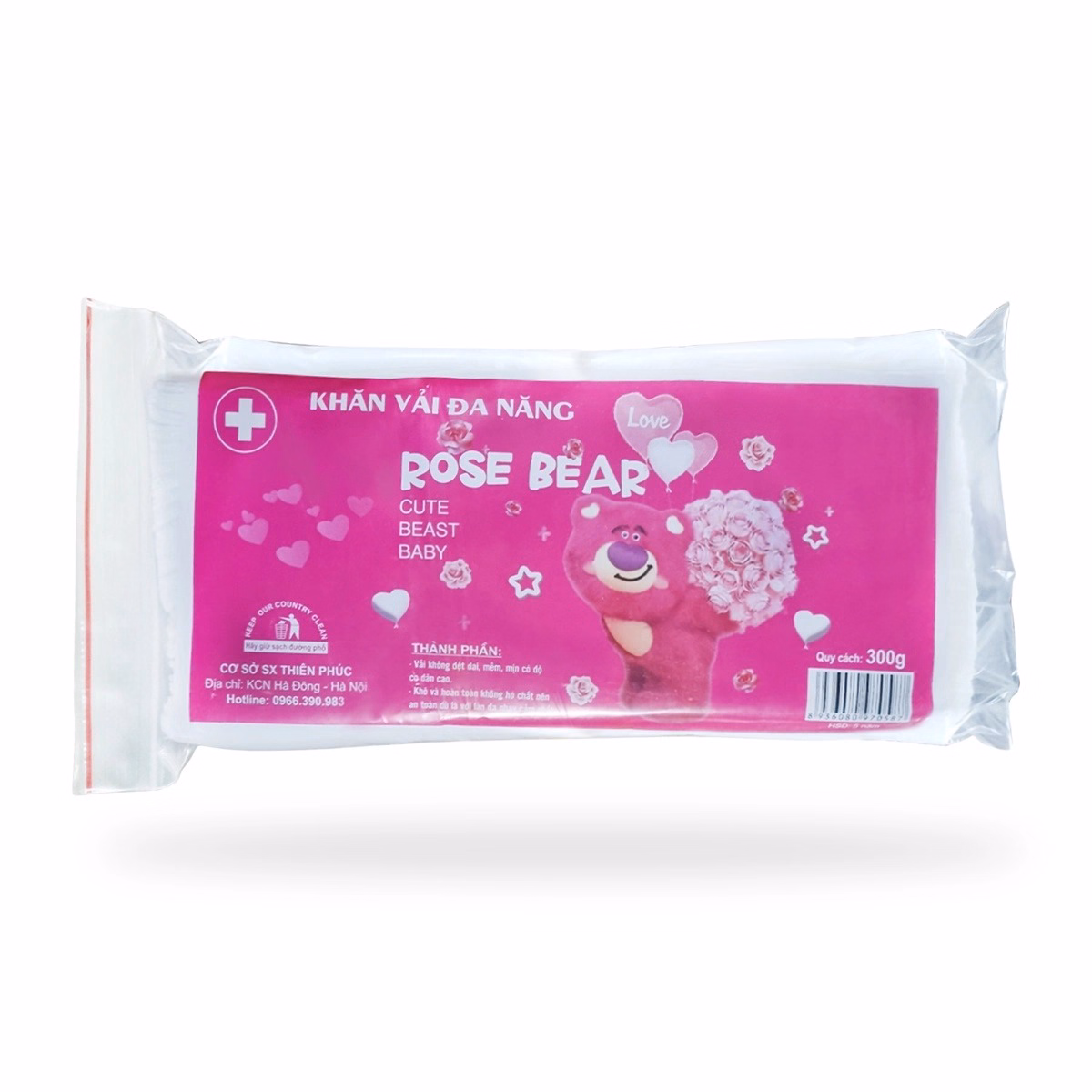 Khăn Vải Khô Đa Năng Gấu Dâu 300Gram - Gdn - Ảnh 2