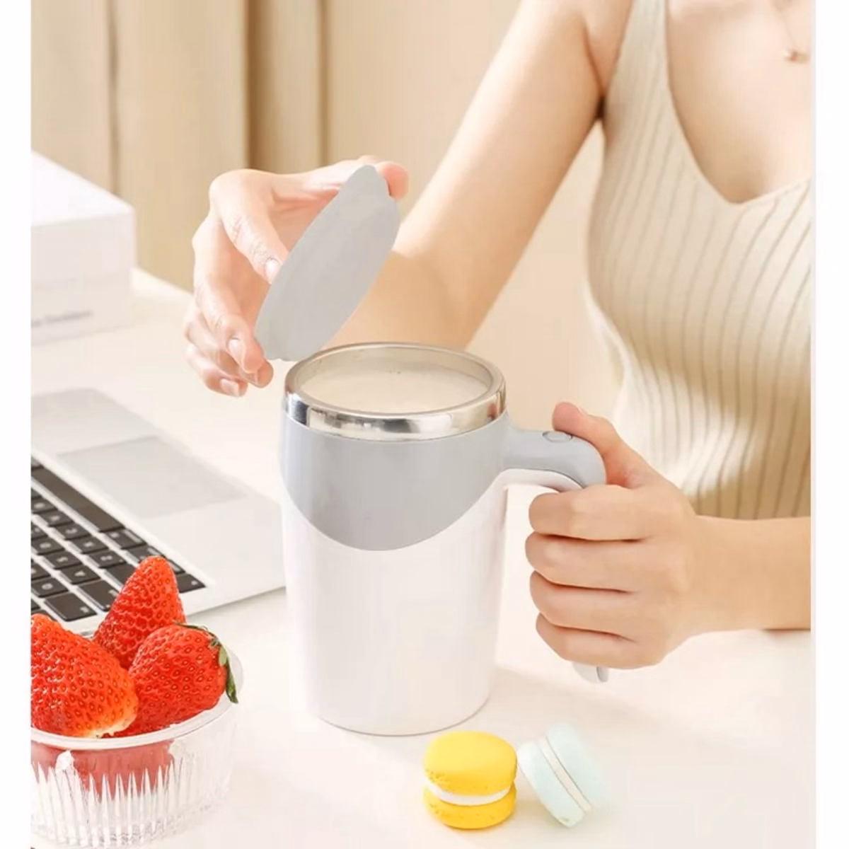 Cốc Pha Cafe, Đồ Uống Tự Động Thông Minh 380Ml, Cốc Quay Từ Tính Lõi Inox 304, Giữ Nhiệt Nóng Lạnh Tốt (Màu Sắc Ngẫu Nhiên) Gd033 - Lady'S Passion - Ảnh 6