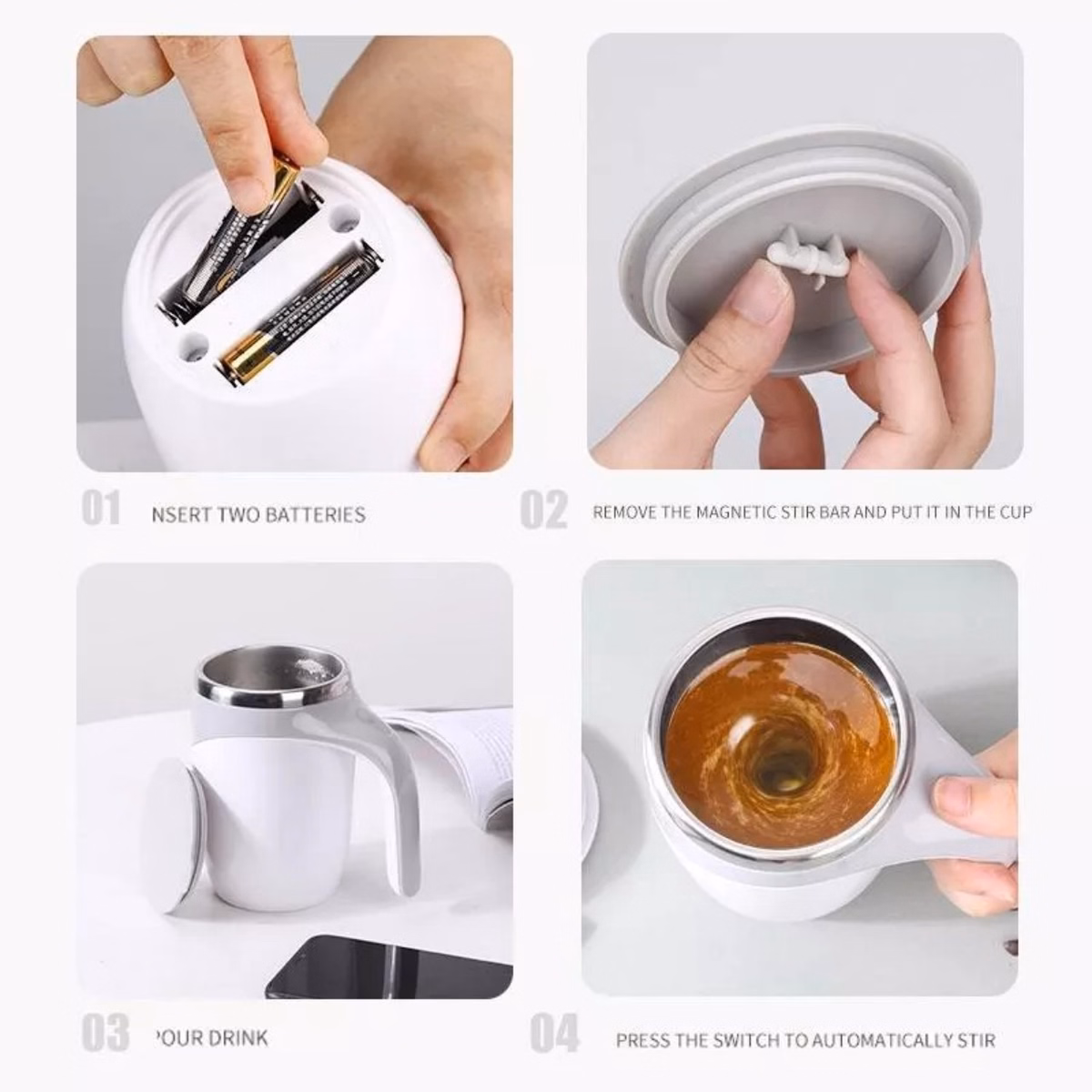 Cốc Pha Cafe, Đồ Uống Tự Động Thông Minh 380Ml, Cốc Quay Từ Tính Lõi Inox 304, Giữ Nhiệt Nóng Lạnh Tốt (Màu Sắc Ngẫu Nhiên) Gd033 - Lady'S Passion - Ảnh 3