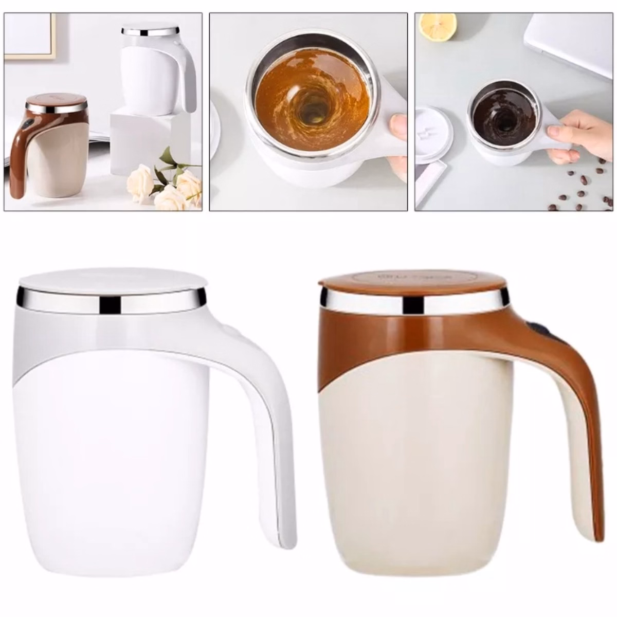 Cốc Pha Cafe, Đồ Uống Tự Động Thông Minh 380Ml, Cốc Quay Từ Tính Lõi Inox 304, Giữ Nhiệt Nóng Lạnh Tốt (Màu Sắc Ngẫu Nhiên) Gd033 - Lady'S Passion - Ảnh 5