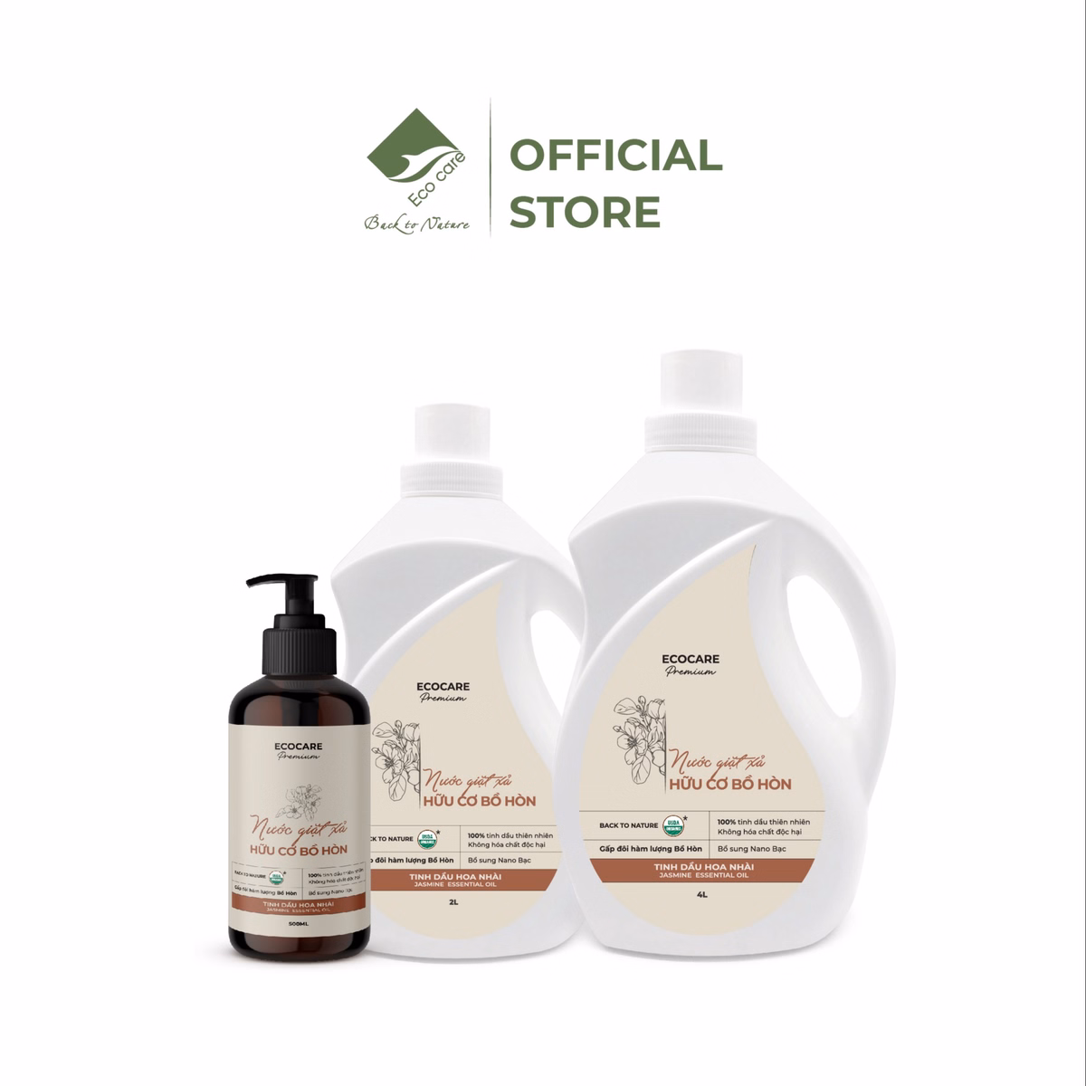 Nước Giặt Xả Hữu Cơ Bồ Hòn Tinh Dầu Hoa Nhài - Ecocare - Ảnh 2