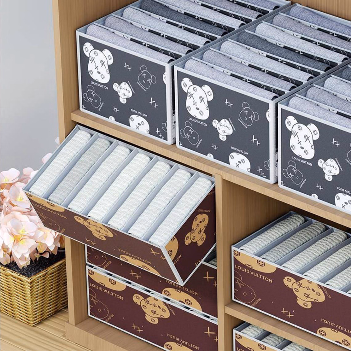 Hộp Vải Đựng Quần Áo 7 Ngăn Không Nắp - Gdn - Ảnh 4