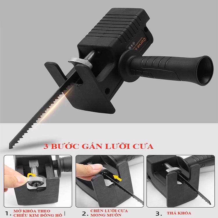 Đầu Máy Cưa Chuyển Đổi Từ Máy Khoan Cầm Tay Kèm 3 Lưỡi Cưa Sắt Và Gỗ Xịn Gd039 - Lady'S Passion - Ảnh 5