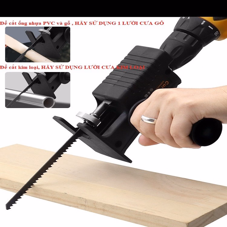 Đầu Máy Cưa Chuyển Đổi Từ Máy Khoan Cầm Tay Kèm 3 Lưỡi Cưa Sắt Và Gỗ Xịn Gd039 - Lady'S Passion - Ảnh 7