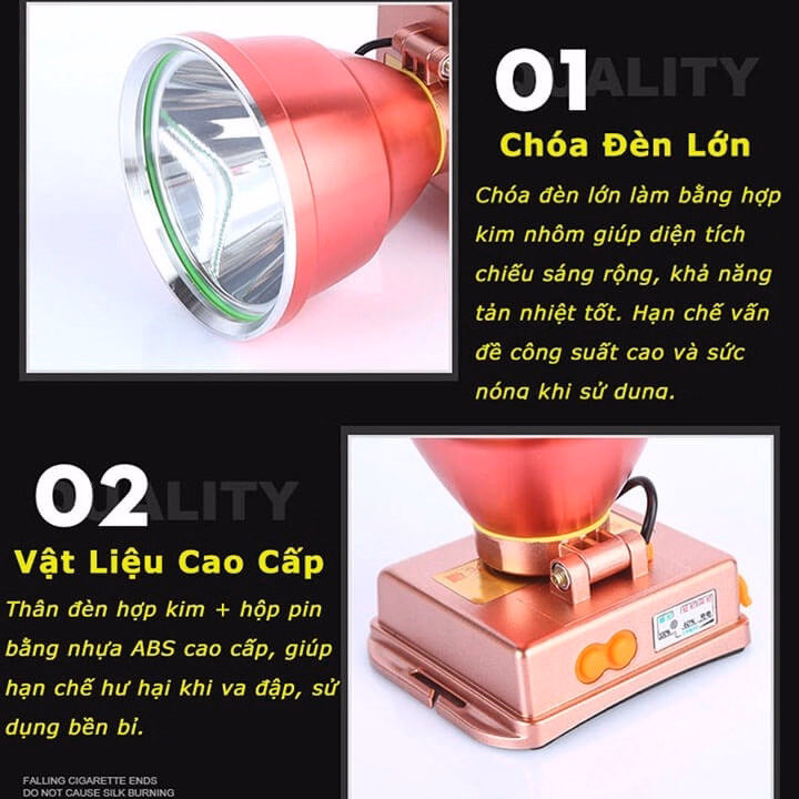Đèn Pin Đội Đầu Siêu Sáng A9 Chiếu Xa 700M, Chống Nước, Pin Trâu Sử Dụng 8 Đến 10 Tiếng, Đèn Đội Đầu A9 Chóa Lớn 10Cm Gd041 - Lady'S Passion - Ảnh 3