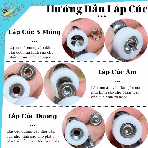 Kìm Bấm Cúc Vành Áo Kim Loại Đa Năng Bộ Kìm Bấm Khuy Kèm Cúc Bấm 9.5Mm Thép Không Gỉ Gd043 - Lady'S Passion - Ảnh 2