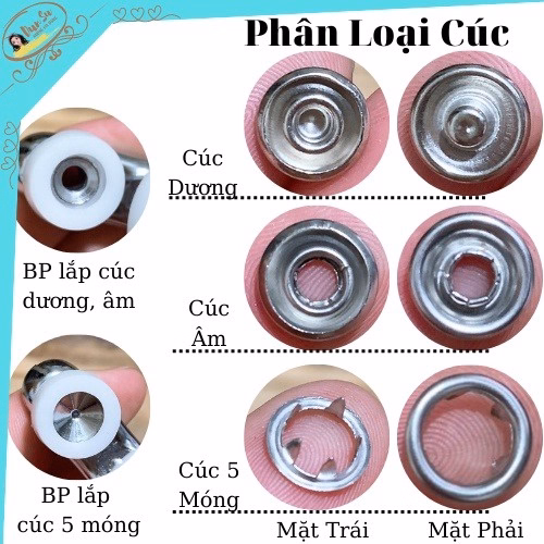 Kìm Bấm Cúc Vành Áo Kim Loại Đa Năng Bộ Kìm Bấm Khuy Kèm Cúc Bấm 9.5Mm Thép Không Gỉ Gd043 - Lady'S Passion - Ảnh 8