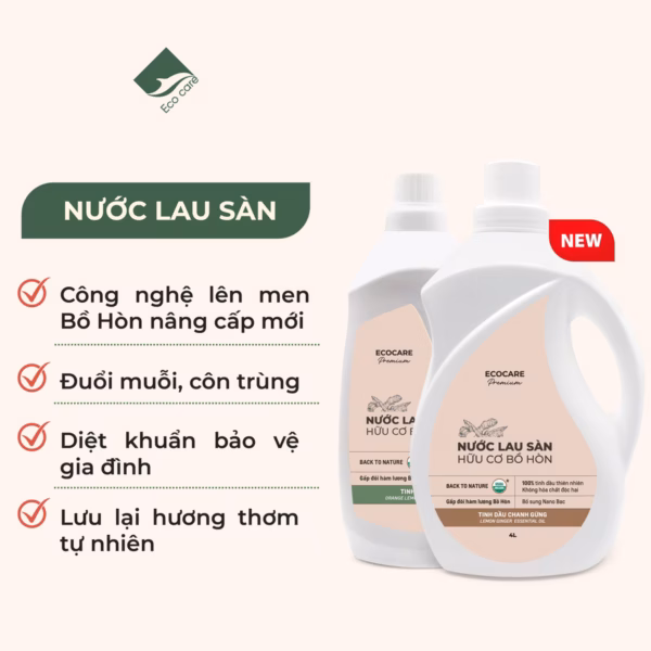 Nước Lau Sàn Hữu Cơ Bồ Hòn Hương (Cam Sả/Chanh Gừng) - Ecocare