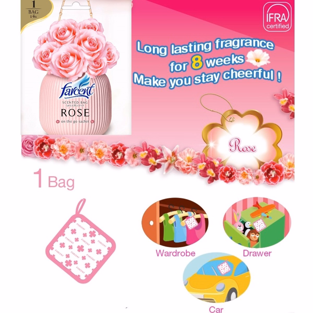 Túi Thơm Hương Hoa Hồng Farcent 10G - Farcent - Ảnh 5