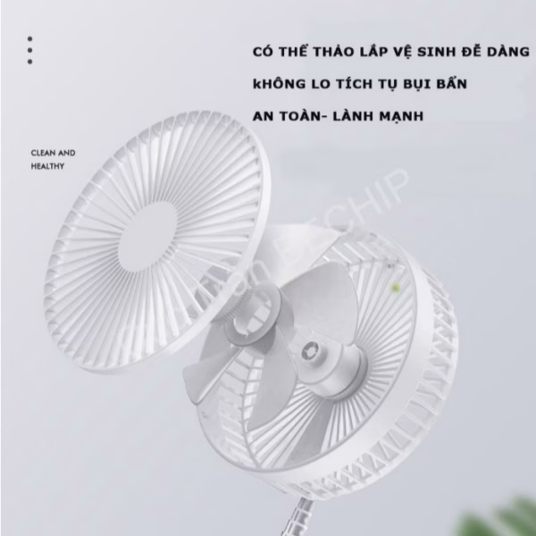 Quạt Tích Điện Gấp Gọn Để Bàn Có Điều Khiển Ctb206 - Bechip - Ảnh 5