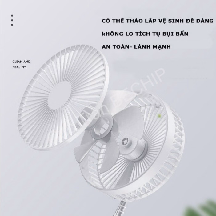 Quạt Tích Điện Gấp Gọn Để Bàn Có Điều Khiển Ctb206 - Bechip - Ảnh 5