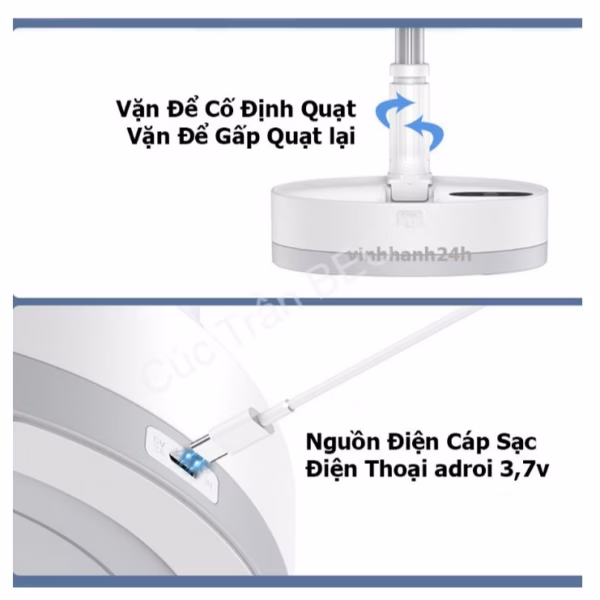 Quạt Tích Điện Gấp Gọn Để Bàn Có Điều Khiển Ctb206 - Bechip - Ảnh 6