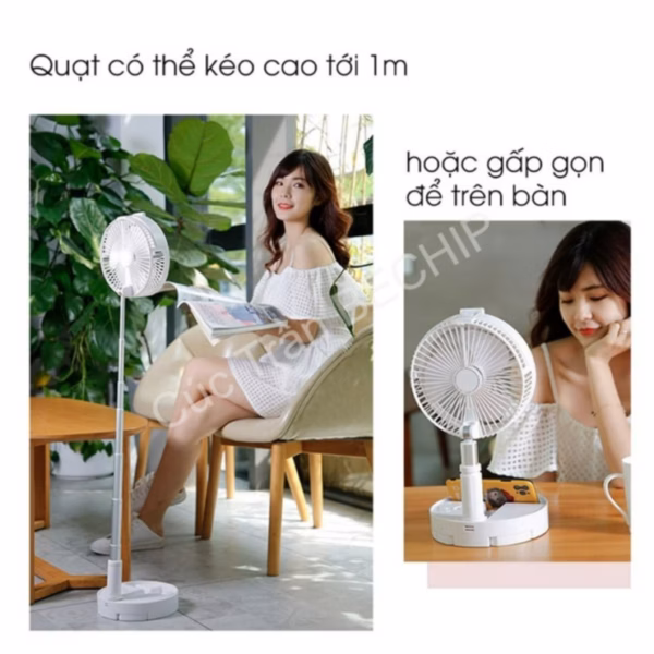 Quạt Tích Điện Gấp Gọn Để Bàn Có Điều Khiển Ctb206 - Bechip - Ảnh 2