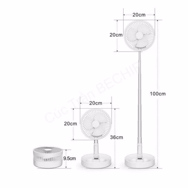 Quạt Tích Điện Gấp Gọn Để Bàn Có Điều Khiển Ctb206 - Bechip - Ảnh 16