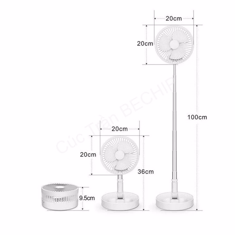 Quạt Tích Điện Gấp Gọn Để Bàn Có Điều Khiển Ctb206 - Bechip - Ảnh 16