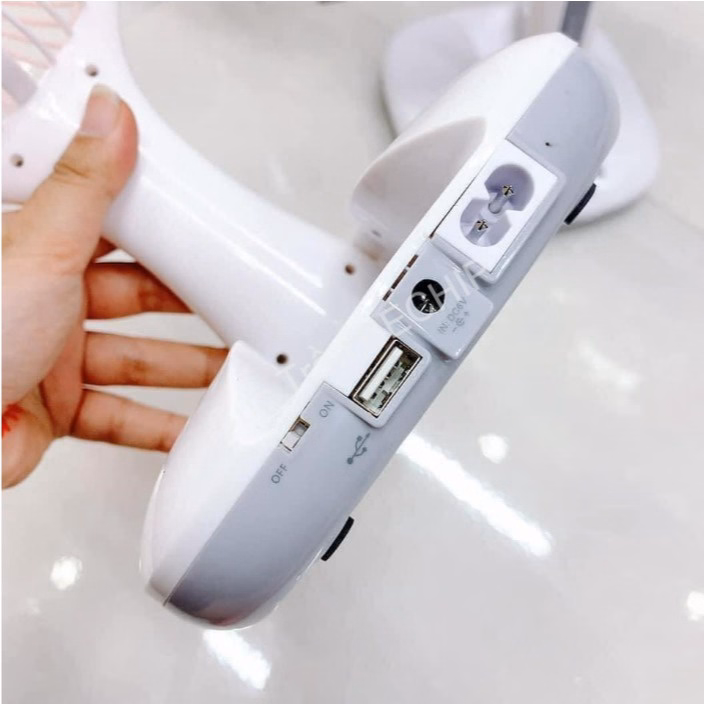 Quạt Tích Điện Ông Tây Kèm Đèn Led, Có Thể Gấp Gọn Ctb207 - Bechip - Ảnh 8